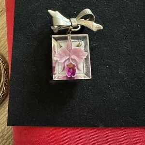 Vintage Silver Orchid Pendant brooch with Bow